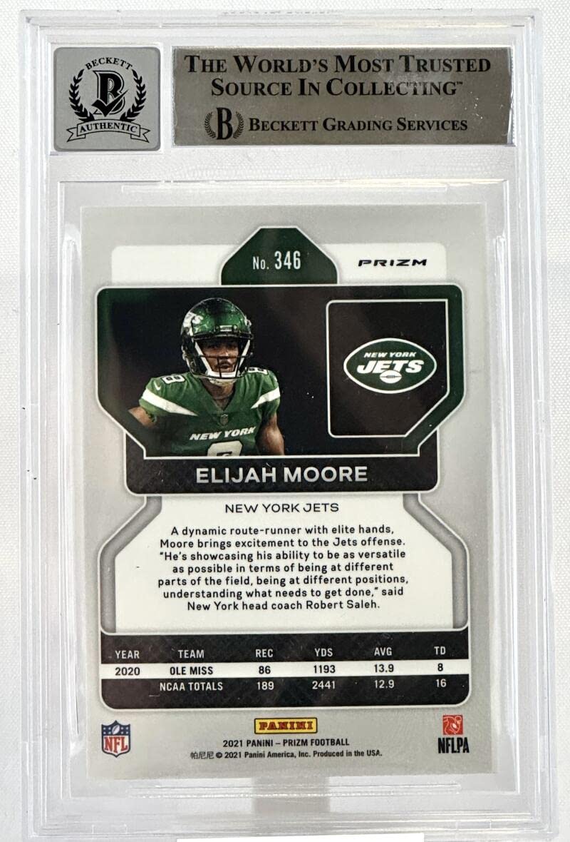 2021 Panini Prizm Red Ice #346 Elijah Moore Auto New York Jets BGS Auto 10