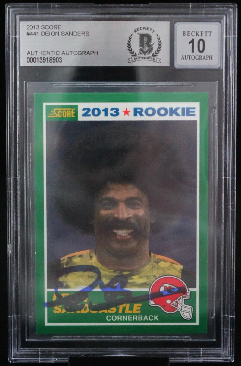2013 Score #441 Deion Sanders KC Chiefs BGS Autograph 10 Leon Sandcastle