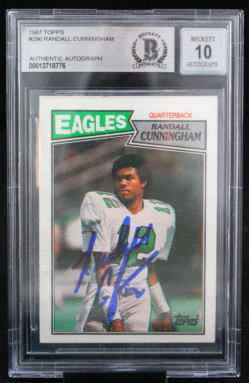 1987 Topps #296 Randall Cunningham Philadelphia Eagles BGS Autograph 10