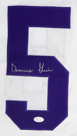 Derrius Guice Autographed White College Style Jersey- JSA Witness Auth