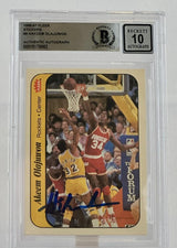 1986-87 Fleer Stickers #9 Hakeem Olajuwon Auto Houston Rockets BGS Autograph 10