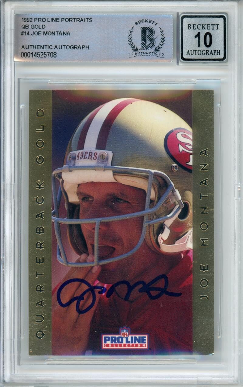 1992 Pro Line Portraits QB Gold #14 Joe Montana San Francisco 49ers BGS Auto 10