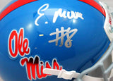 Elijah Moore Signed Ole Miss Schutt Mini Helmet- Beckett W Hologram *Silver