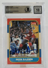 1986-87 Fleer #82 Hakeem Olajuwon Auto Houston Rockets BGS Autograph 10