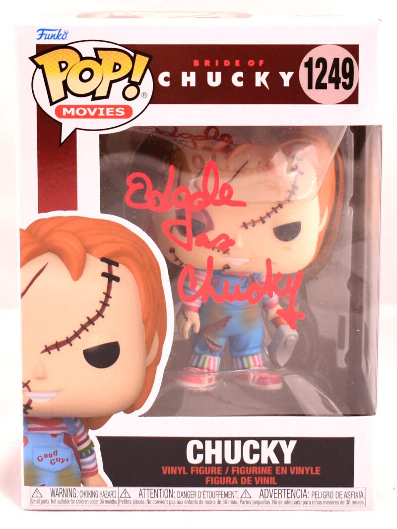 Ed Gale Autographed Chucky Funko Pop Figurine 1249- Beckett W Hologram *Red