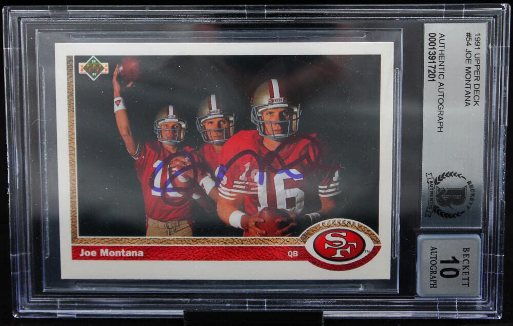 1991 Upper Deck #54 Joe Montana Auto San Francisco 49ers BGS Autograph 10