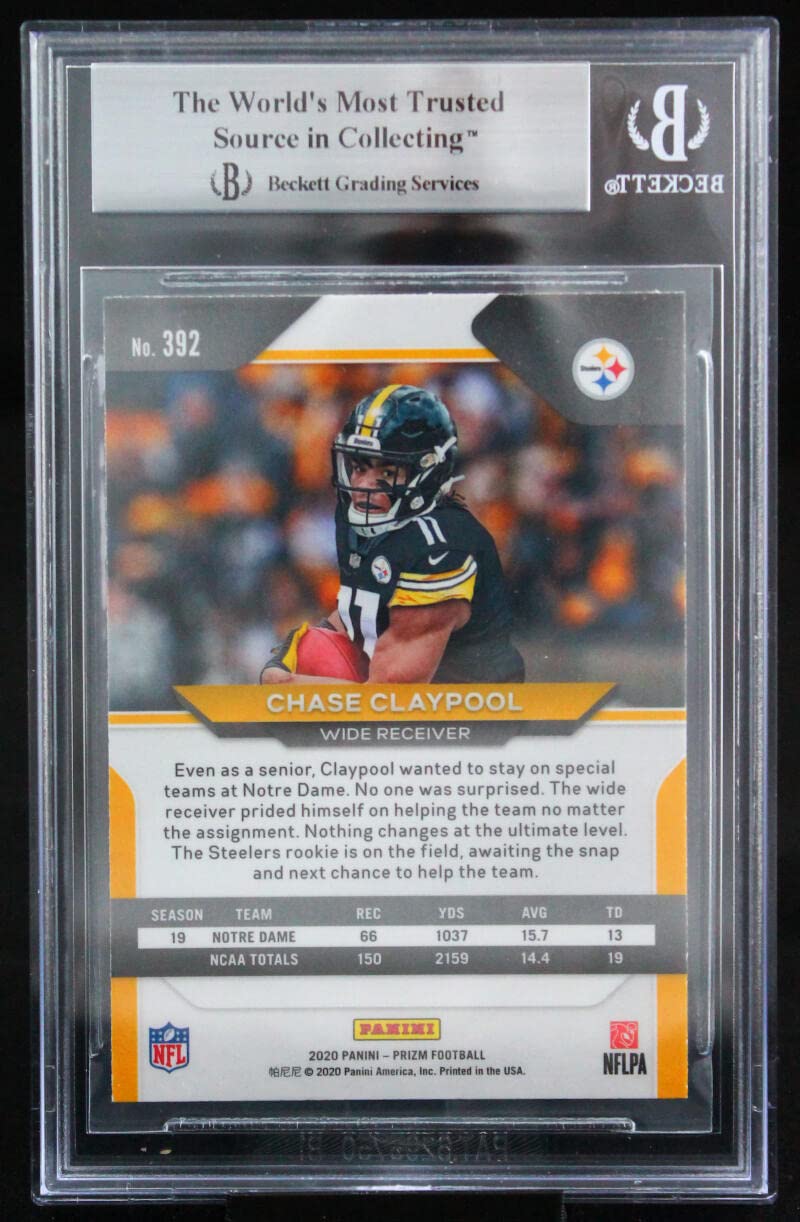 2020 Panini Prizm #392 Chase Claypool Pittsburgh Steelers BGS Auto 10