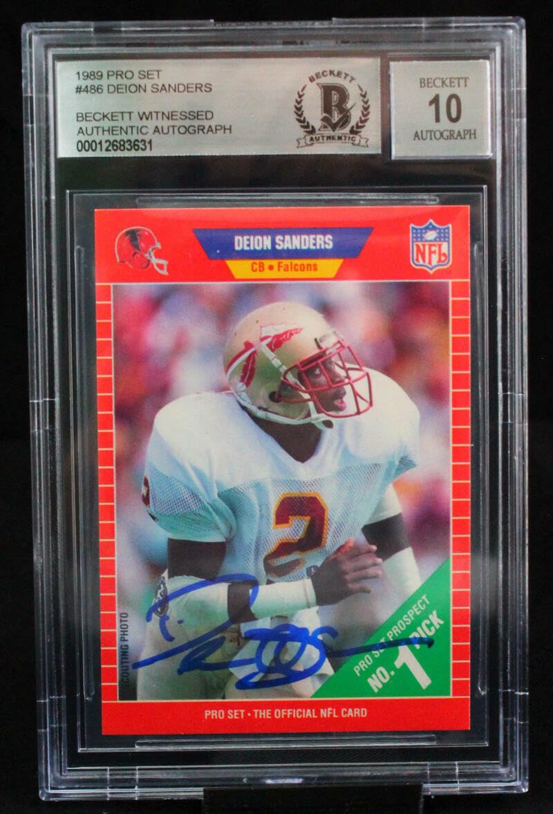 1989 Pro Set #486 Deion Sanders Atlanta Falcons BGS Autograph 10