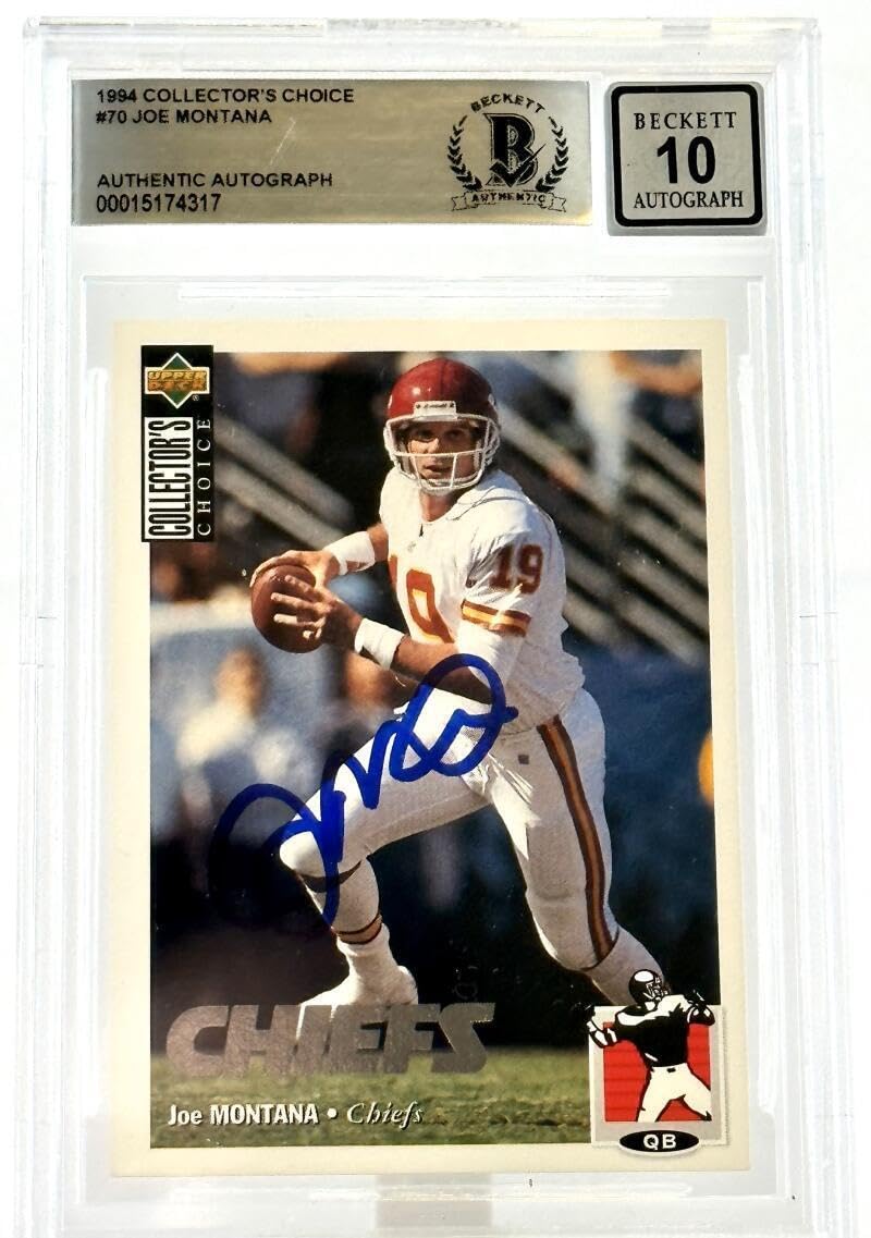 1994 Collector's Choice #70 Joe Montana Auto Kansas City Chiefs BGS Autograph 10