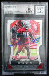 2019 Panini Prizm #312 Devin White Tampa Bay Buccaneers BGS Autograph 10