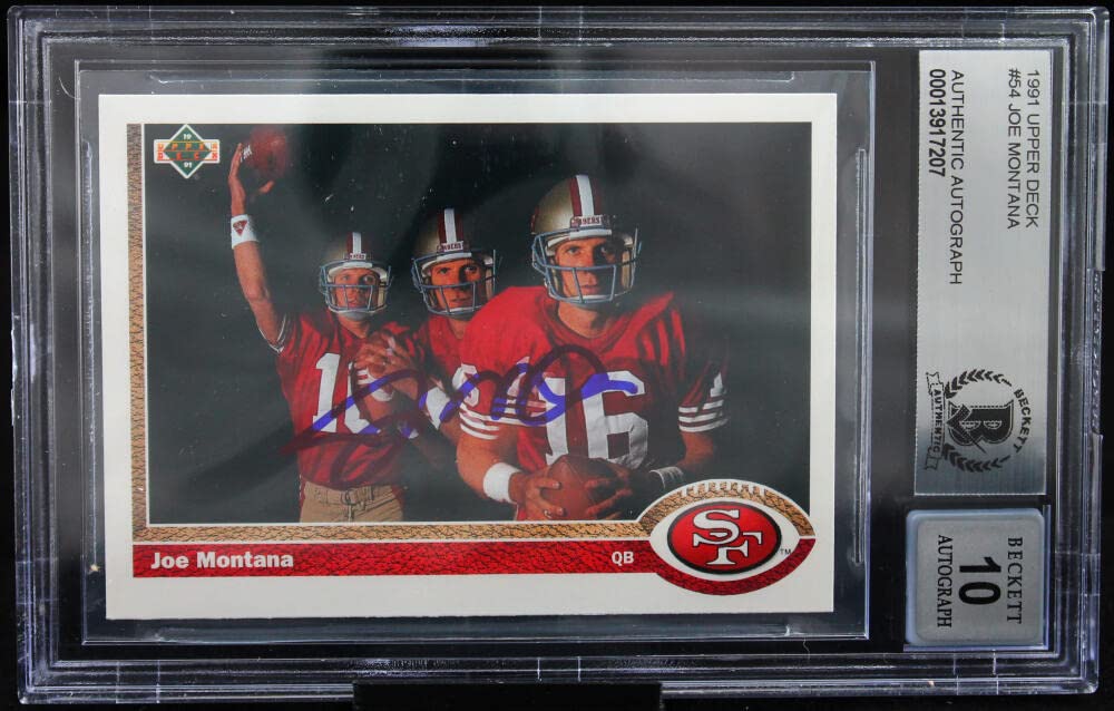 1991 Upper Deck #54 Joe Montana Auto San Francisco 49ers BGS Autograph 10