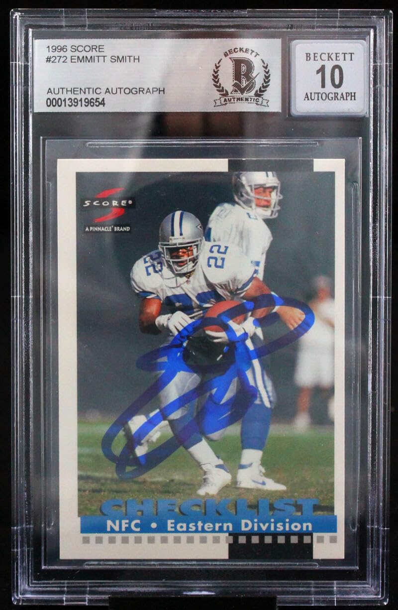 1996 Score #272 Emmitt Smith Auto Dallas Cowboys BGS Autograph 10