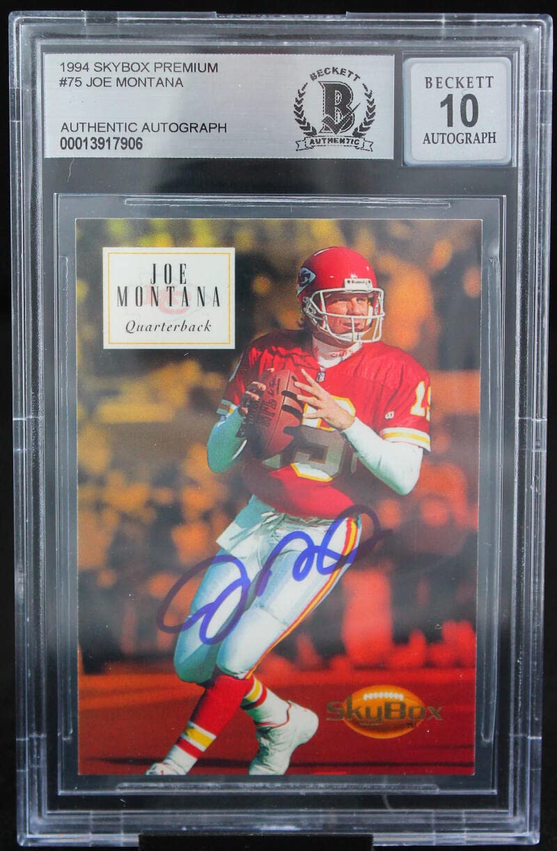 1994 Skybox Premium #75 Joe Montana Auto San Francisco 49ers BGS Autograph 10