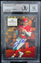 1994 Skybox Premium #75 Joe Montana Auto San Francisco 49ers BGS Autograph 10