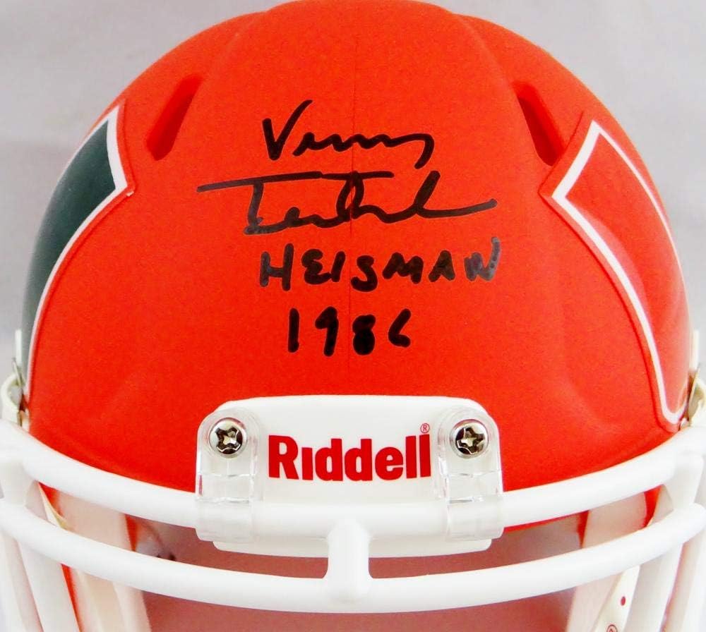Vinny Testaverde Signed Hurricanes AMP Speed Mini Helmet w/ Insc- Beckett Auth