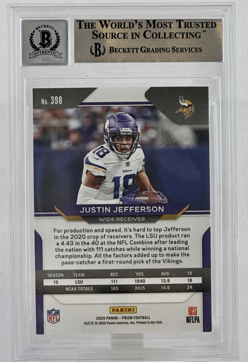 2020 Panini Prizm #398A Justin Jefferson Auto Minnesota Vikings BGS Autograph 10