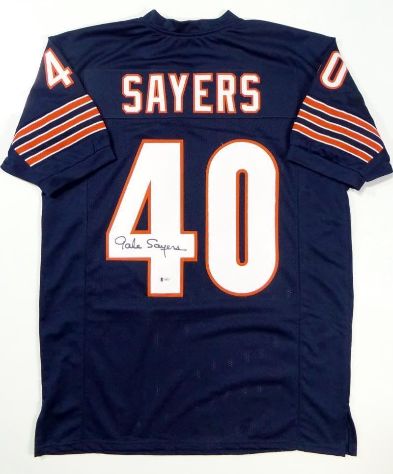 Gale Sayers Autographed Blue Pro Style Jersey- Beckett Auth *4
