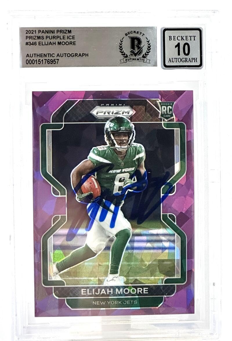 2021 Panini Prizm Purple Ice #346 Elijah Moore Auto New York Jets BGS Auto 10