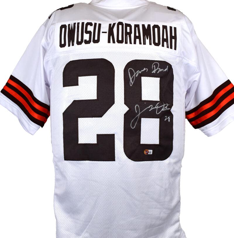 Jeremiah Owusu-Koramoah Signed White Pro Style Jersey w/Dawg Pound- BAW Holo