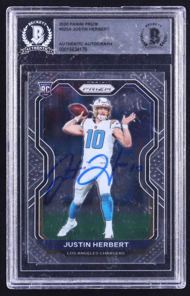 Justin Herbert Autographed 2020 Panini Prizm Rated Rookie Card with BGS Authentication