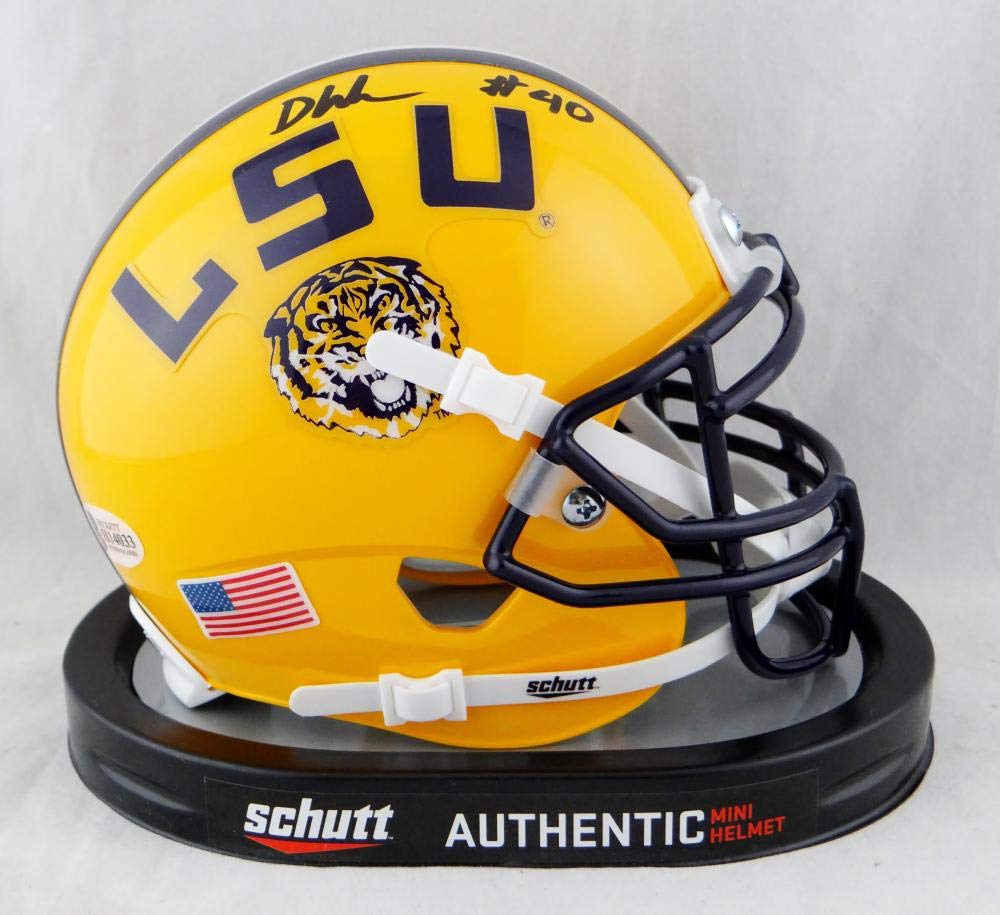 Devin White Autographed LSU Tigers Yellow Schutt Mini Helmet-Beckett Auth *Top