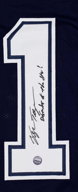 George Teague Autographed Blue Pro Style Jersey w/Defender of the Star-Prova