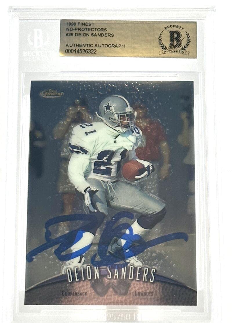 1998 Finest No Protectors #36 Deion Sanders Dallas Cowboys Autograph Beckett Aut