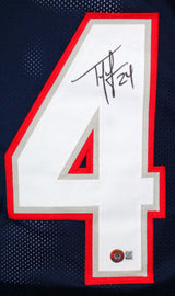 Ty Law Autographed Blue Pro Style Jersey-Beckett W Hologram *Black