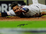 Yuli Gurriel Autographed Houston Astros 16X20 PF Sliding - JSA W Auth *Black