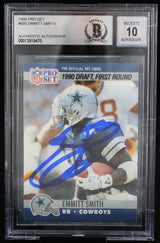 1990 Pro Set #685 Emmitt Smith Auto Dallas Cowboys BGS Autograph 10