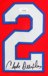Clyde Drexler Autographed Red College Style Jersey- JSA Witnessed *Black