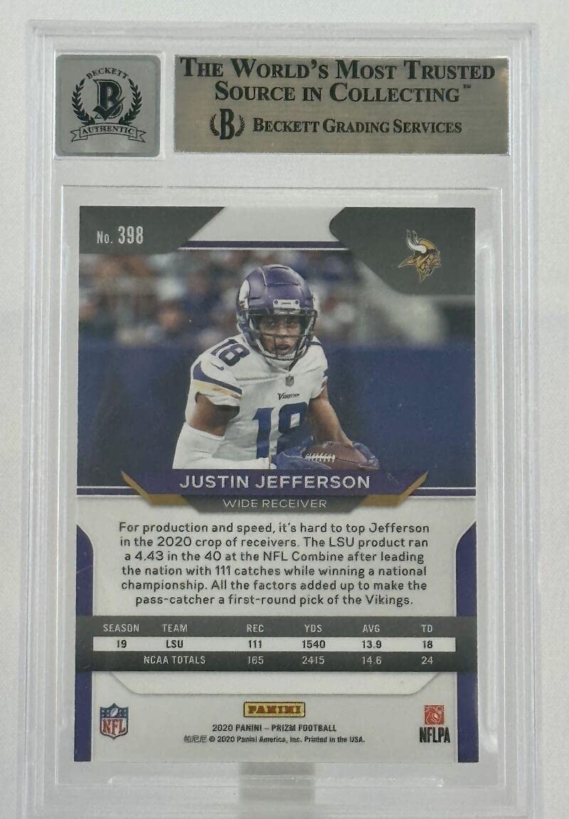 2020 Panini Prizm #398A Justin Jefferson Auto Minnesota Vikings BGS Autograph 10