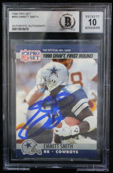1990 Pro Set #685 Emmitt Smith Auto Dallas Cowboys BGS Autograph 10