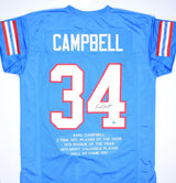 Earl Campbell Autographed Blue Stat Pro Style Jersey #2- Beckett W Hologram