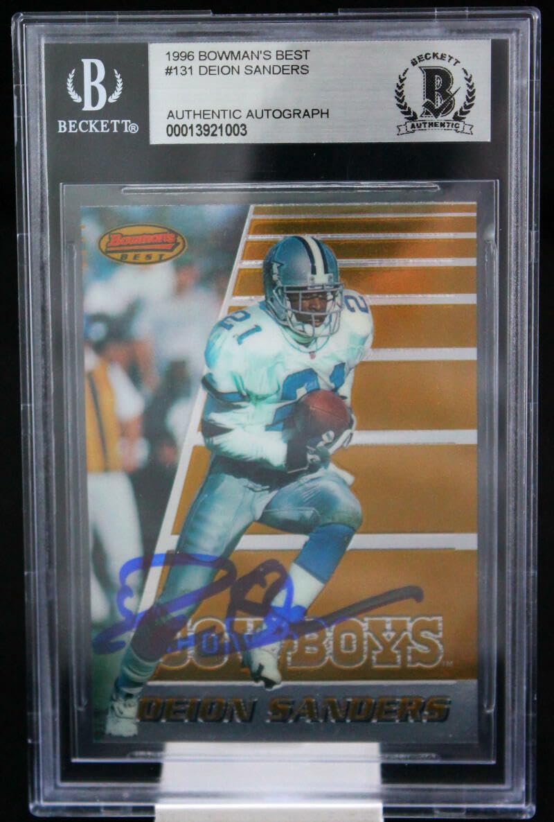 1996 Bowman's Best #131 Deion Sanders Dallas Cowboys BGS Autograph 10