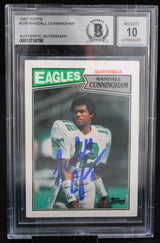1987 Topps #296 Randall Cunningham Philadelphia Eagles BGS Autograph 10