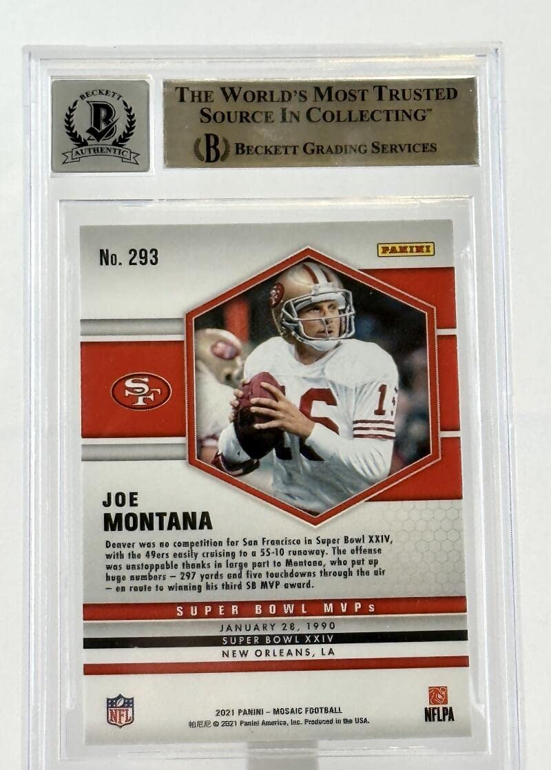 2021 Panini Mosaic #293 Super Bowl MVPs Joe Montana Auto SF 49ers BGS Auto 10