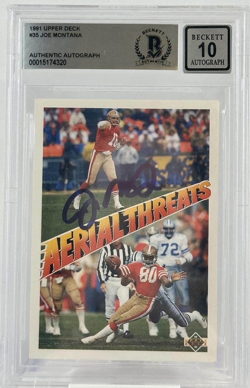 1991 Upper Deck #35 Aerial Threats Joe Montana Auto SF 49ers BGS Aut0 10