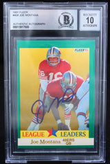 1991 Fleer #408 Joe Montana Auto San Francisco 49ers BGS Autograph 10