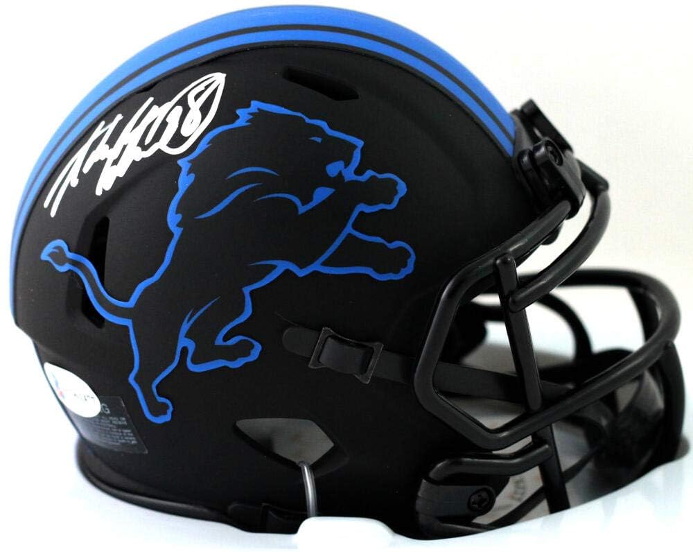 Adrian Peterson Signed Detroit Lions Eclipse Mini Helmet- Beckett W *Silver