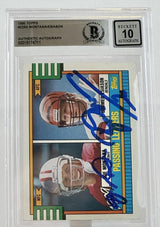 1990 Topps #229A Joe Montana Boomer Esiason Dual Signed BGS Autograph 10