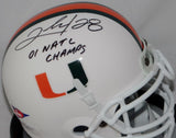 The Jersey Source Autographs Clinton Portis Signed Miami Hurricanes Schutt Mini Helmet W/Champs- JSA W Auth
