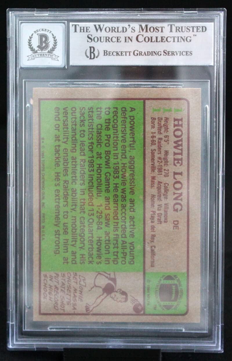 1984 Topps #111 Howie Long Auto Oakland Raiders BGS Autograph 10