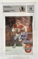 1994 Playoff #1 Joe Montana Auto Kansas City Chiefs BGS Autograph 10