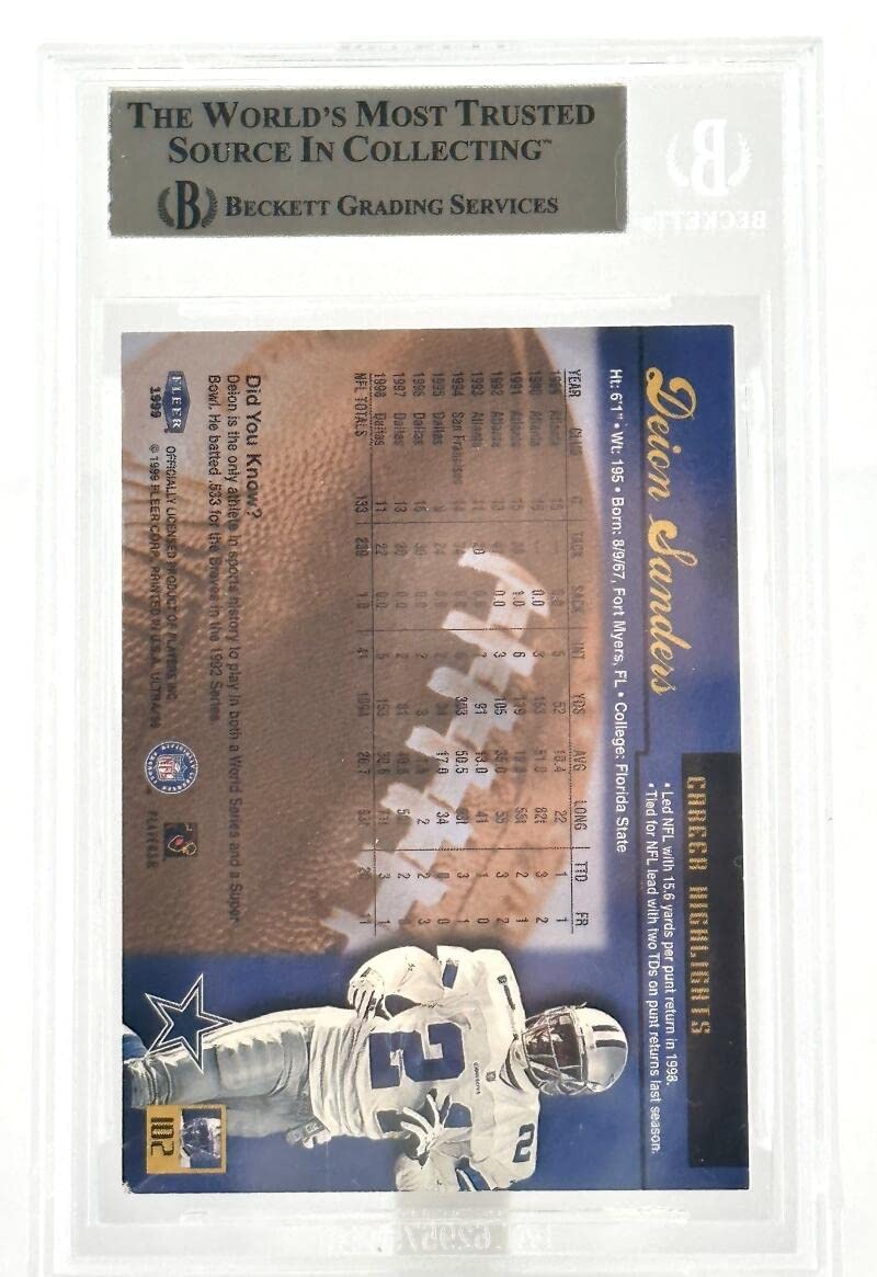 1999 Fleer Ultra #102 Deion Sanders Dallas Cowboys Autograph Beckett Authentic