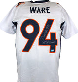 DeMarcus Ware Autographed White Pro Style Jersey w/SB Champs-Beckett W Hologram