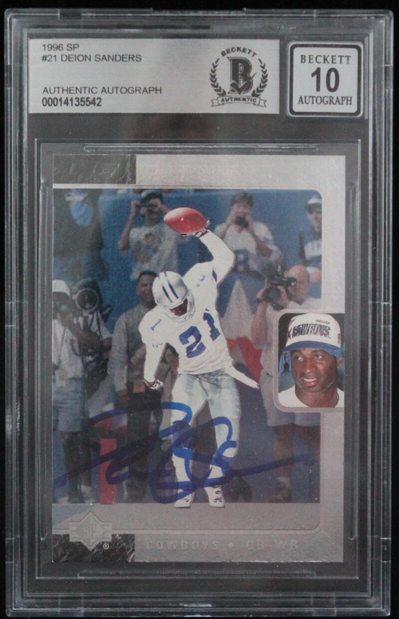 1996 SP #21 Deion Sanders Auto Dallas Cowboys BGS Autograph 10