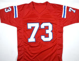 John Hannah Autographed Red Pro Style Jersey w/HOF - Prova *Black