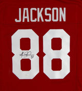 Keith Jackson Autographed Red College Style Jersey- JSA Witnessed Authenticated