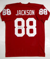 Keith Jackson Autographed Red College Style Jersey- JSA Witnessed Authenticated
